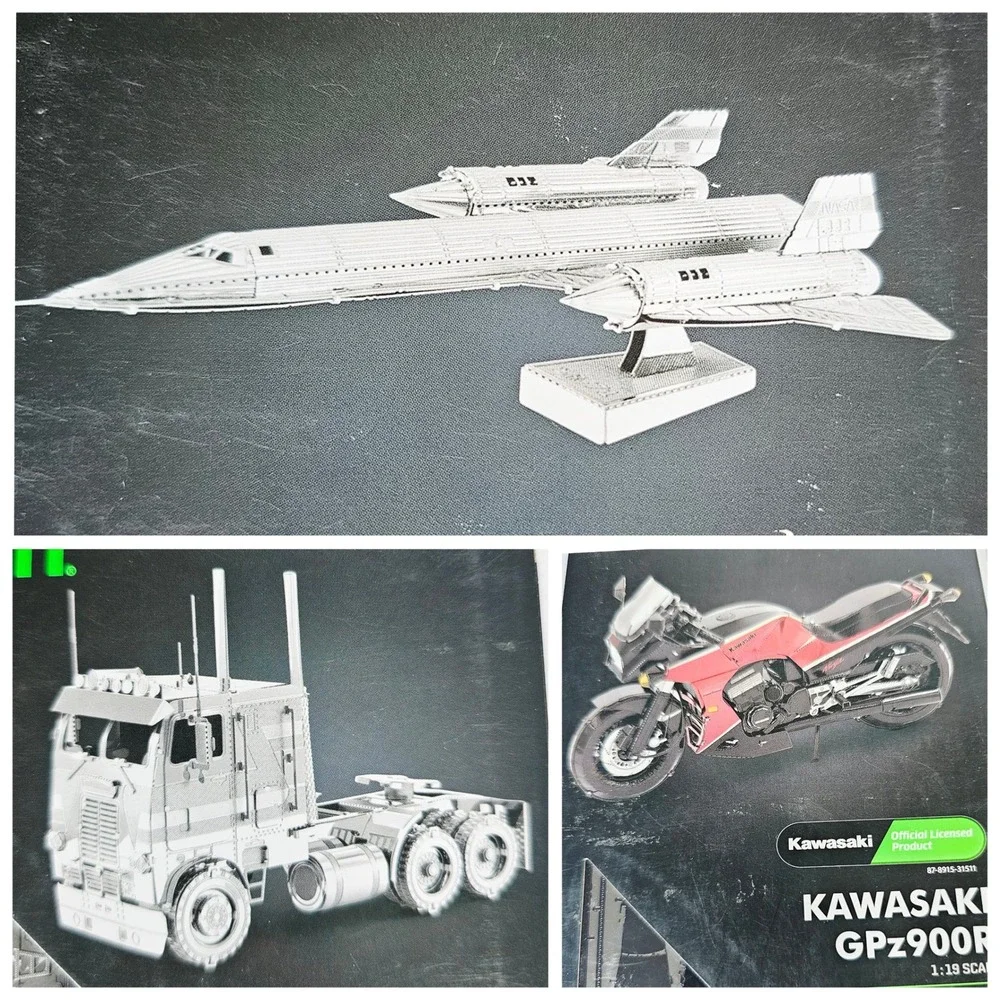 Metal Earth 3D Steel Model Kit Lot of 3 Kawasaki Freightliner SR-71 Blackbird